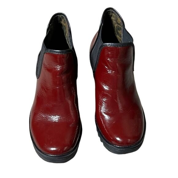 Fly London Burgundy wedge platform Yat Chelsea Bootie boots 38 8 Portugal NEW - Picture 9 of 16